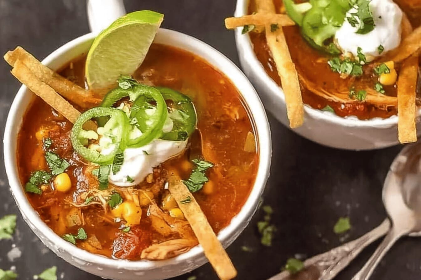 Skinny Slow Cooker Chicken Tortilla Soup Recipe