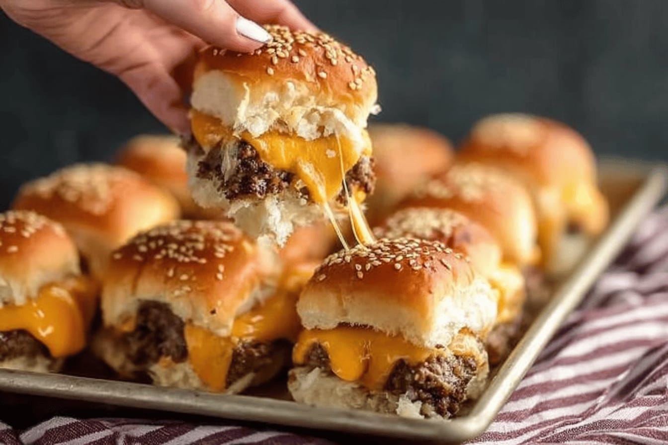 Baked Cheeseburger Sliders Recipe for Parties