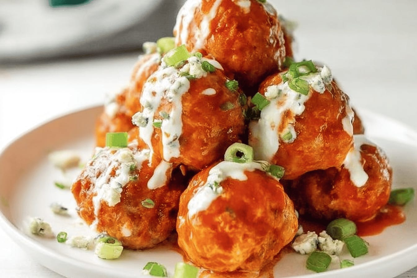 Blue Cheese Stuffed Buffalo Chicken Meatballs Recipe