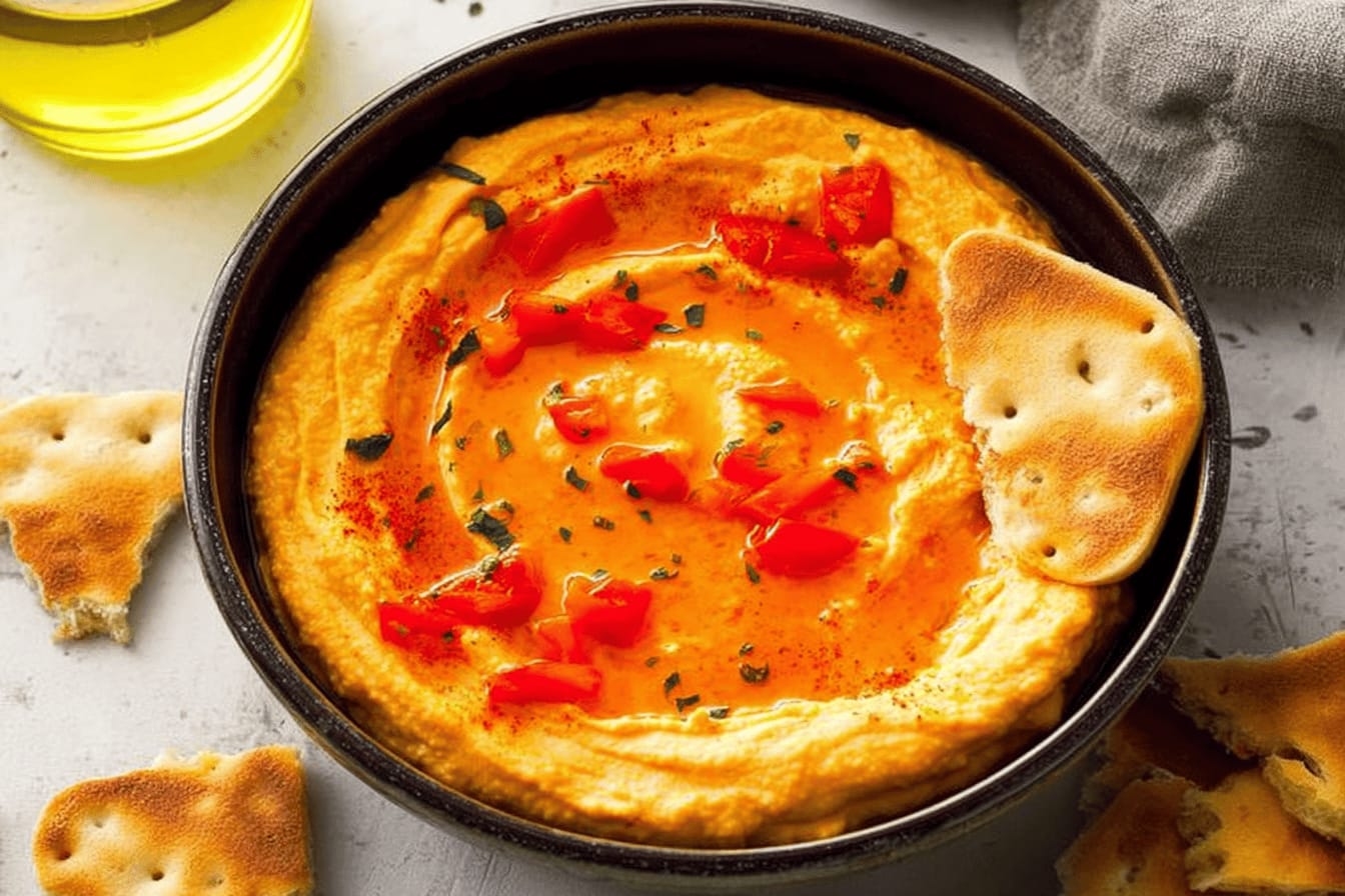 Creamy Roasted Red Pepper Hummus Recipe