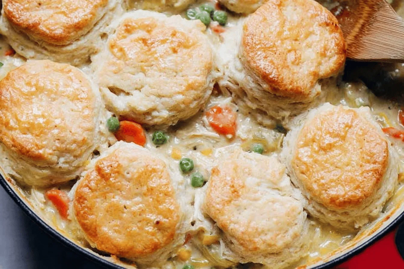 Delicious Chicken Pot Pie with Flaky Biscuits