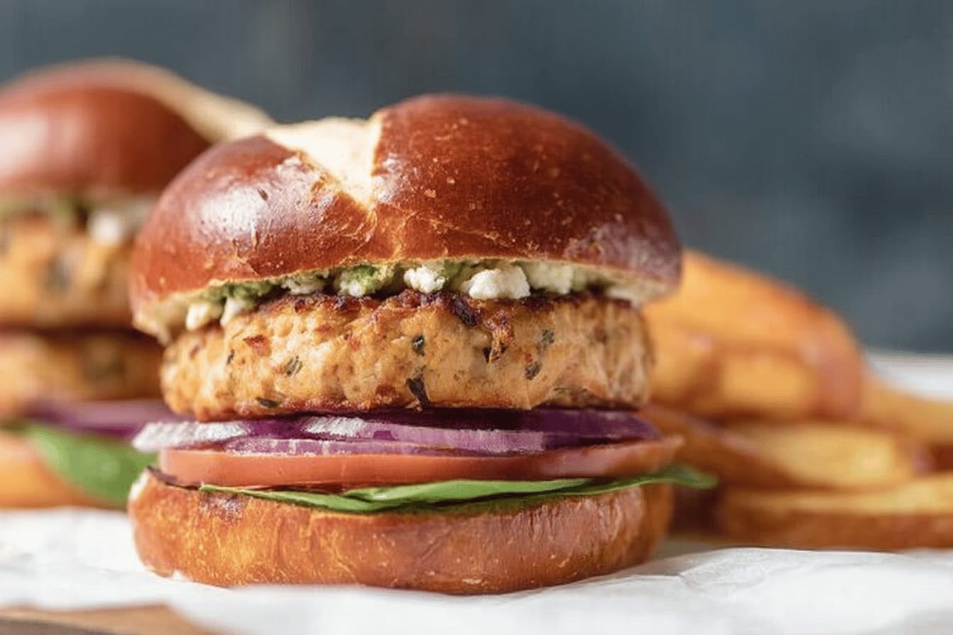 Feta and Sun-Dried Tomato Chicken Burgers