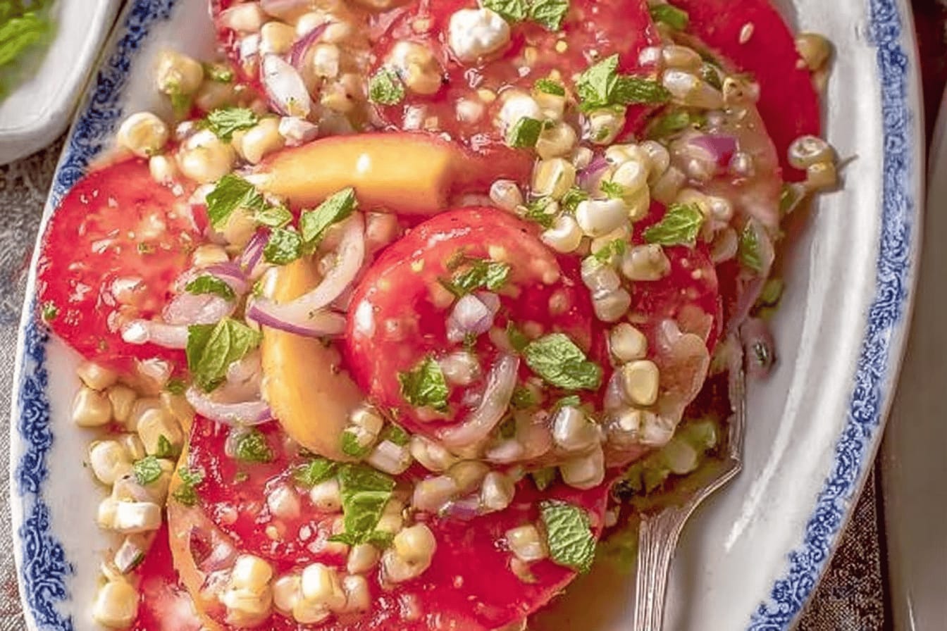 Fresh Peach Tomato Corn Salad Recipe
