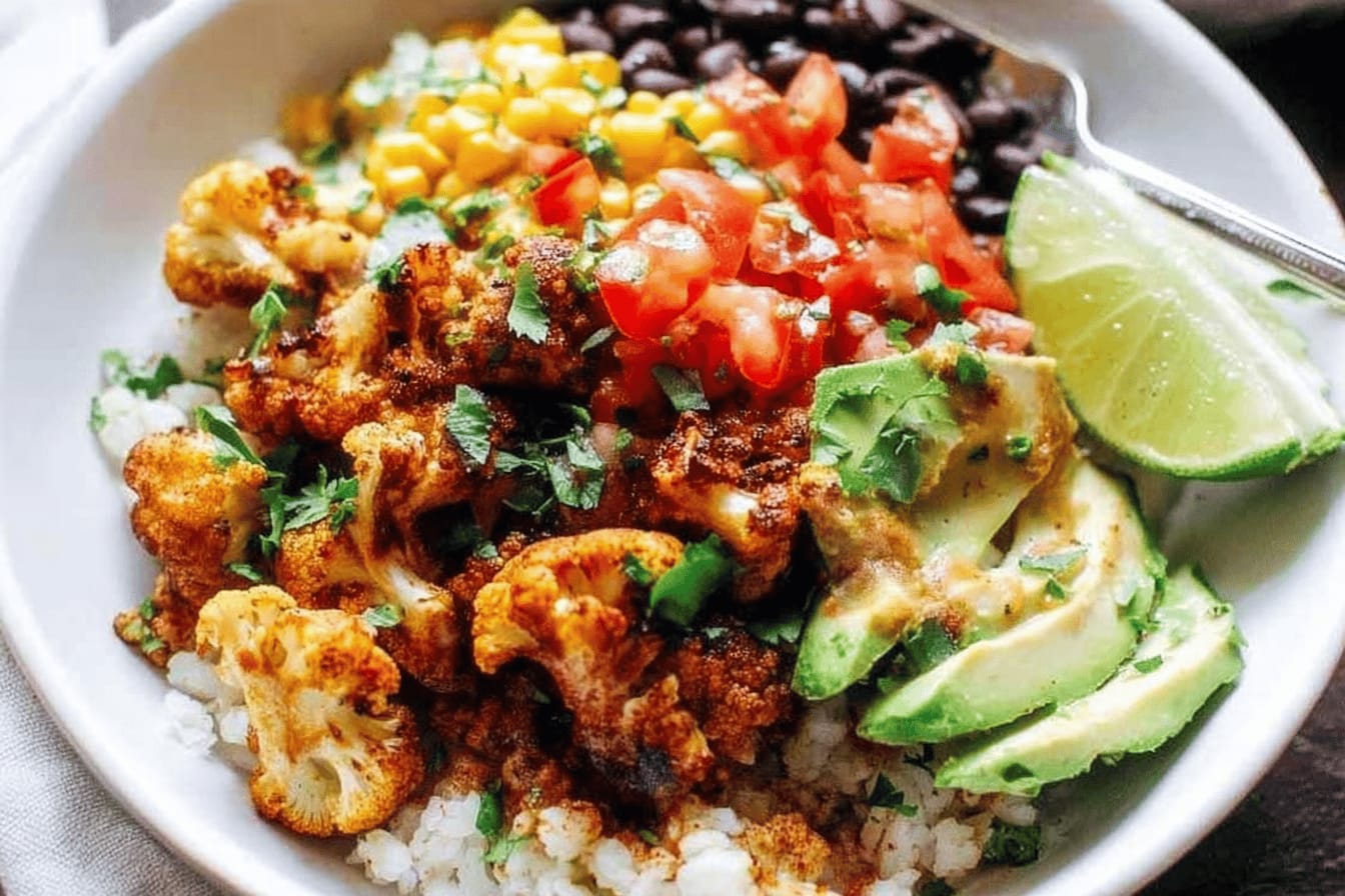 Roasted Cauliflower Burrito Bowls Recipe
