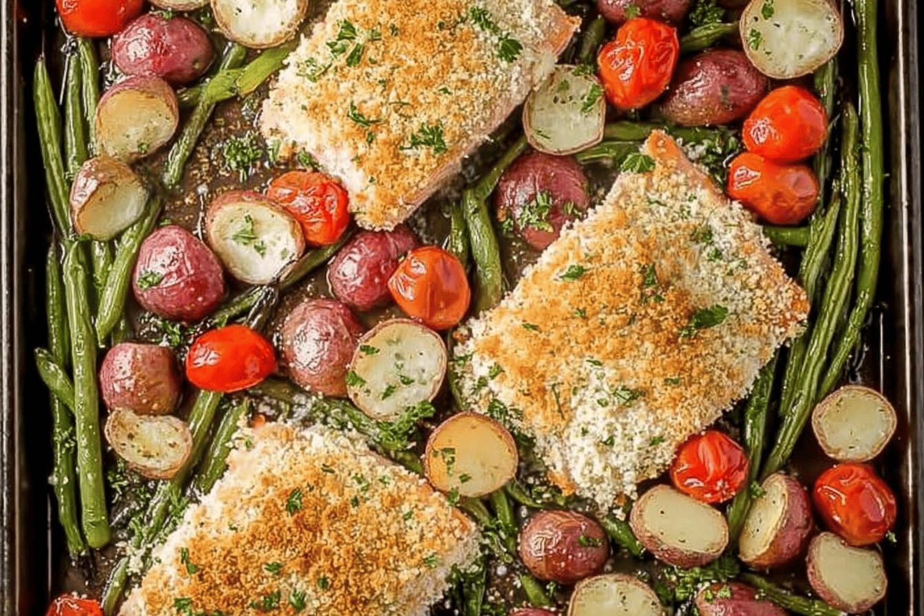 Sheet Pan Honey Mustard Crusted Salmon Recipe