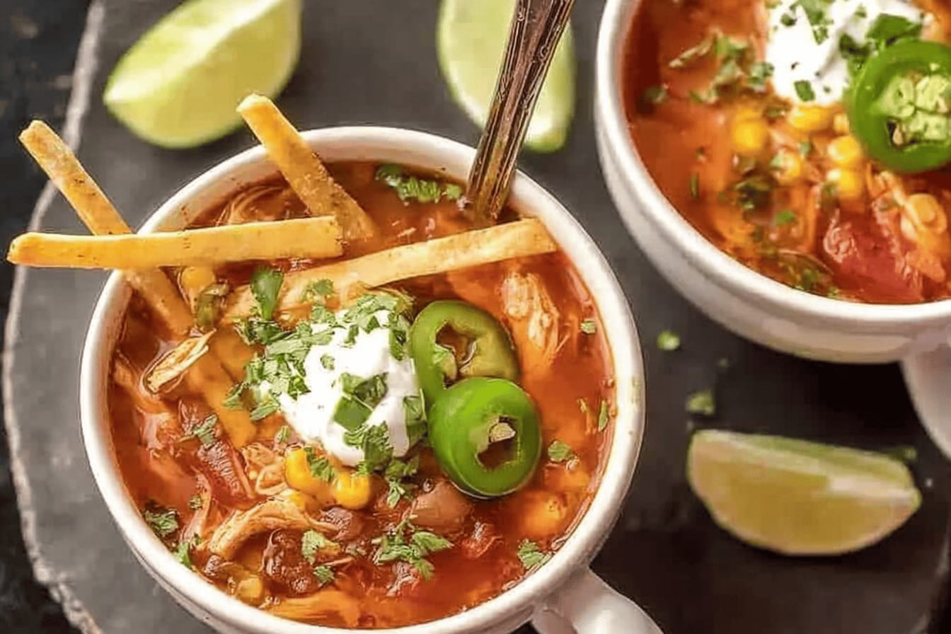 Skinny Slow Cooker Chicken Tortilla Soup Recipe