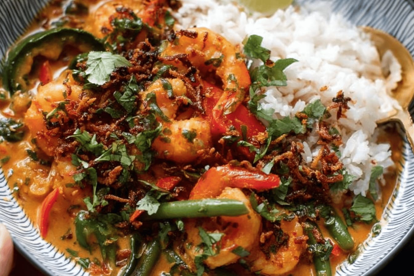 Thai Shrimp Curry with Crispy Shallots