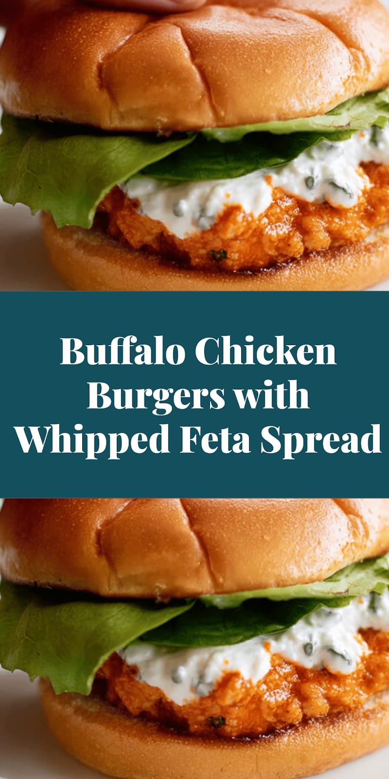 Buffalo Chicken Burgers with Whipped Feta Spread