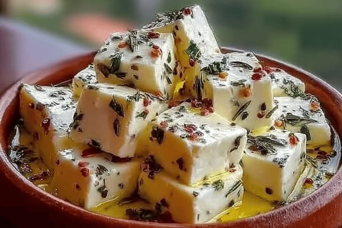 Marinated Feta Cheese Cubes Recipe