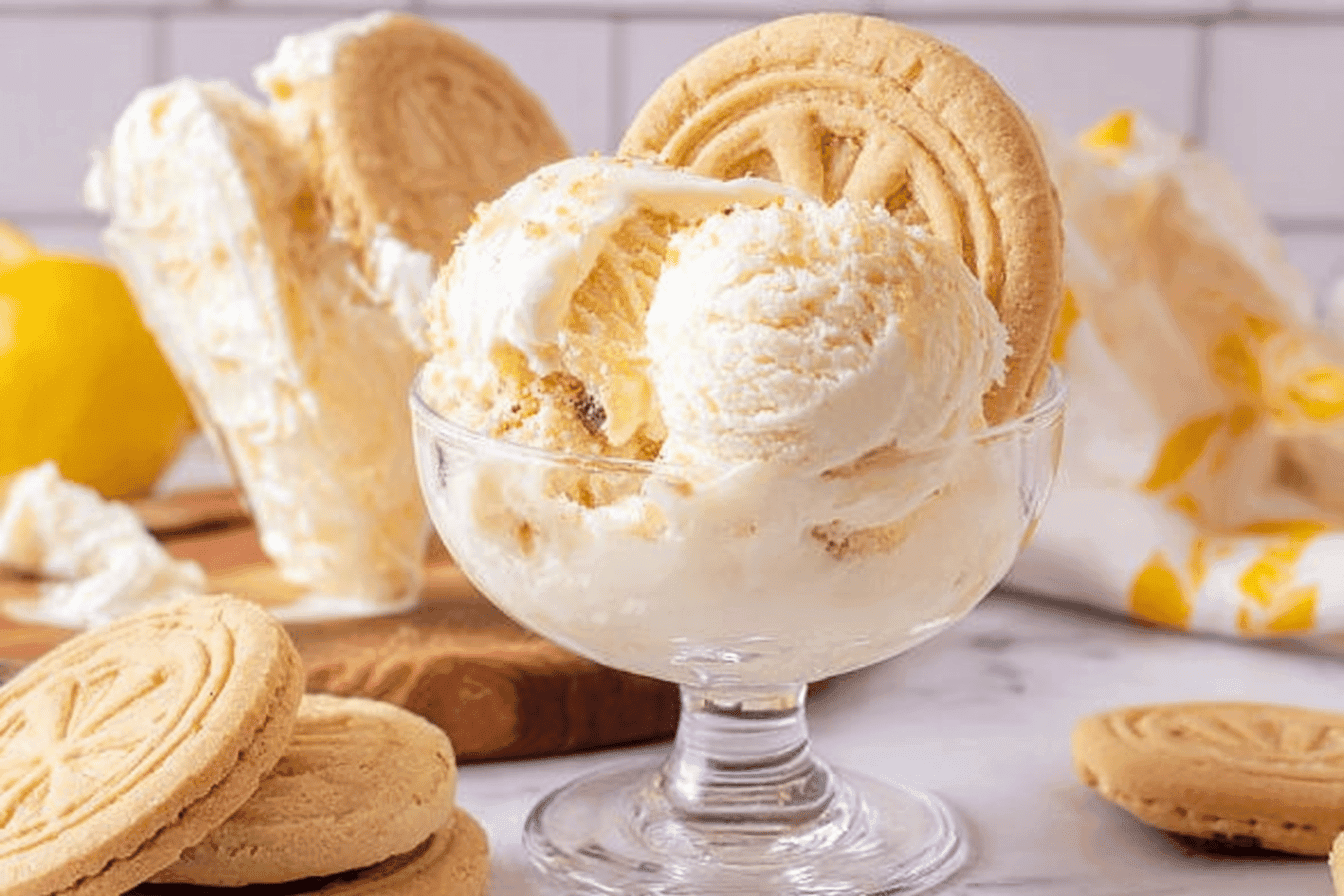 No Churn Lemon Shortbread Ice Cream Recipe