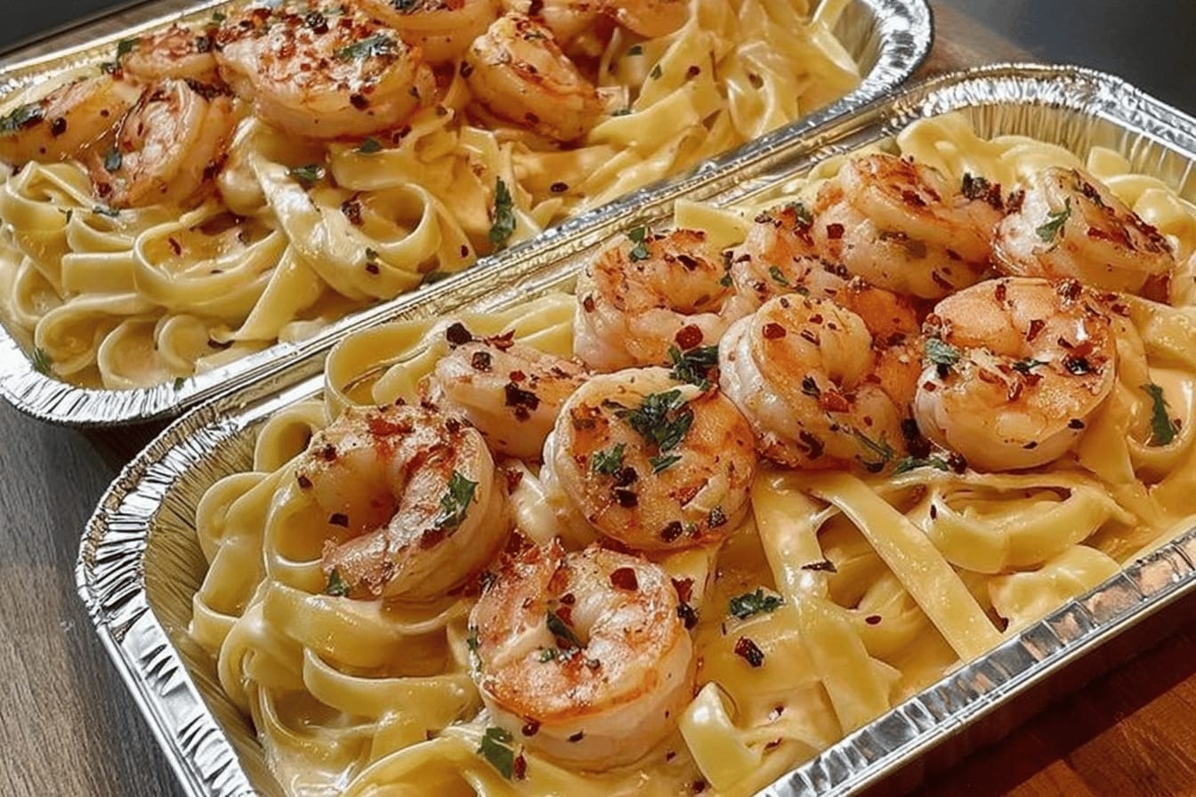 One-Pan Shrimp Fettuccine Alfredo Recipe