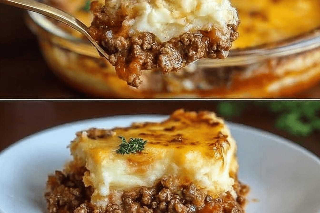 Cheesy Mashed Potatoes with Savory Beef