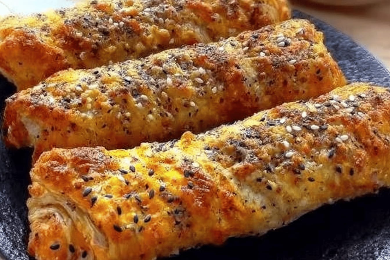 Cheesy Sausage Puff Pastry Rolls Recipe