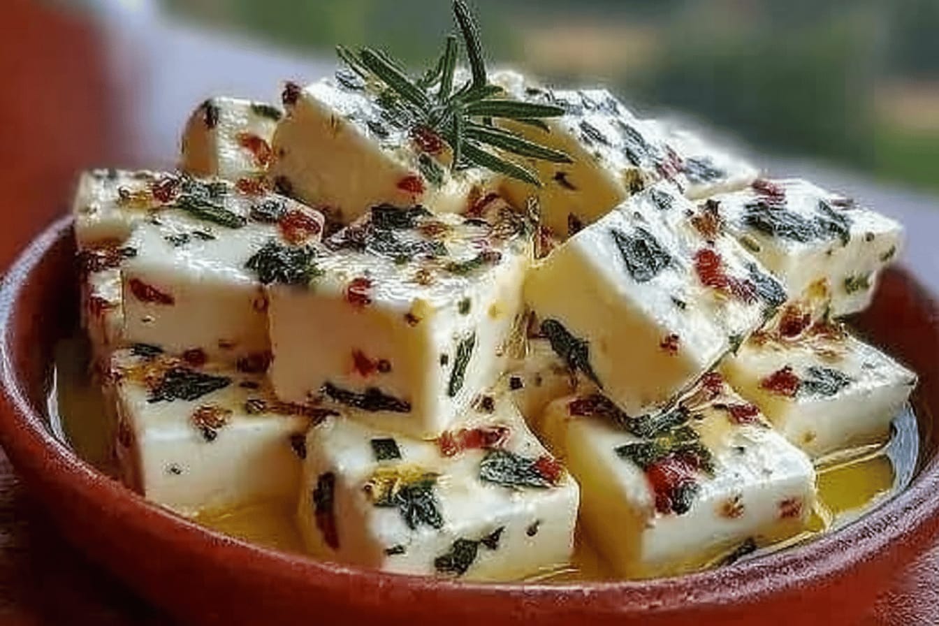 Marinated Feta Cheese Cubes Recipe