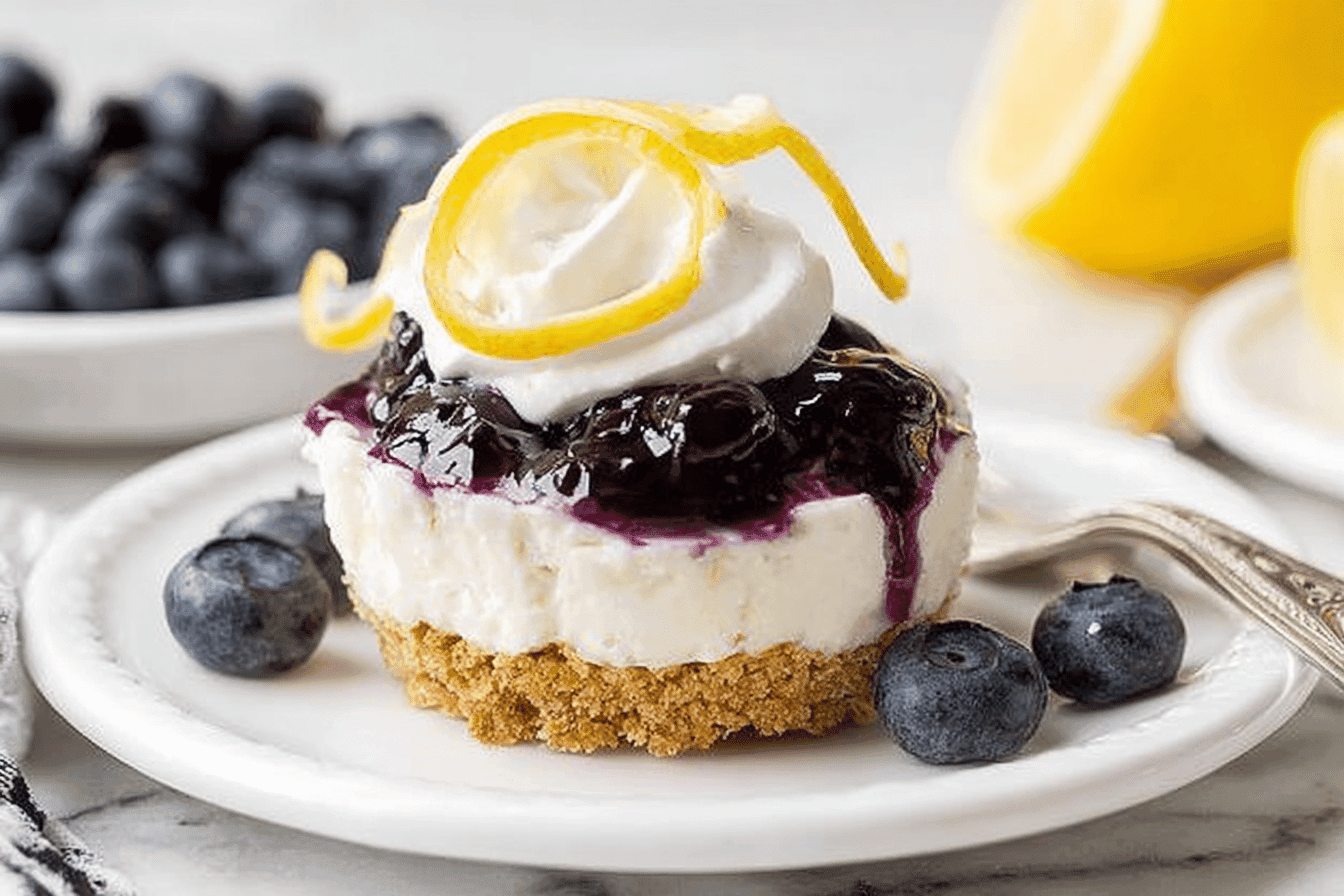 No-Bake Lemon Blueberry Mini Cheesecakes Recipe