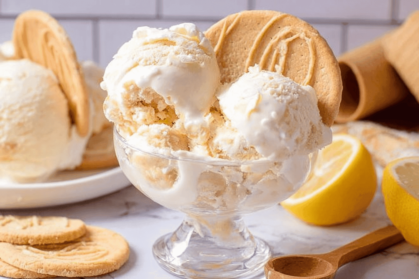 No Churn Lemon Shortbread Ice Cream Recipe