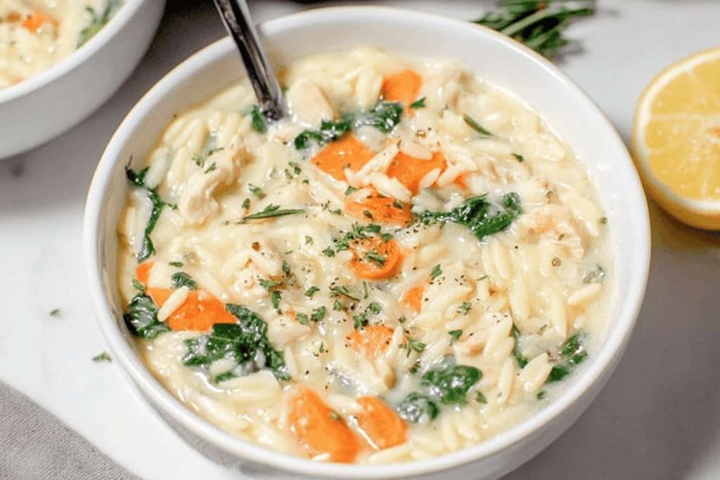 Creamy Lemon Chicken Orzo Soup Recipe