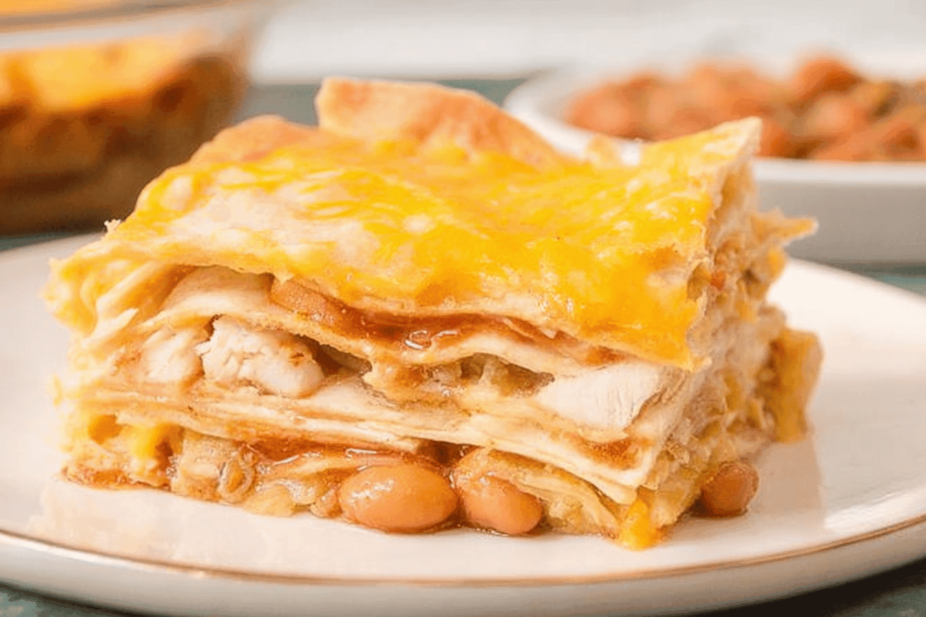 Layered Chicken Enchilada Casserole Recipe