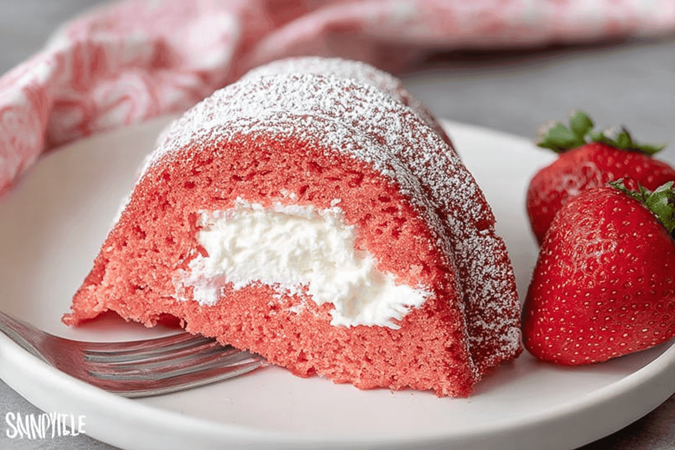 Delicious Strawberry Bundt Cake with Cream Filling