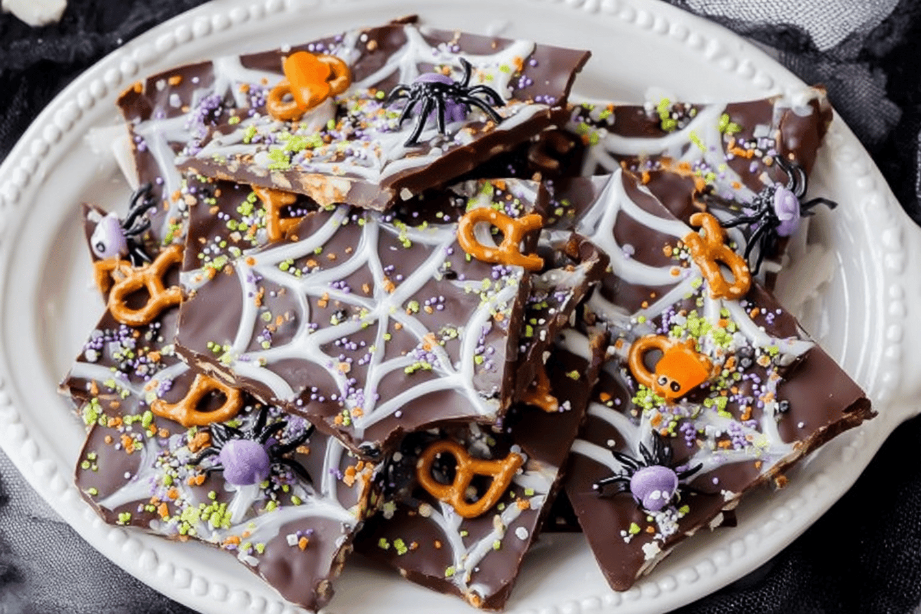 Halloween Spider Web Chocolate Bark Recipe