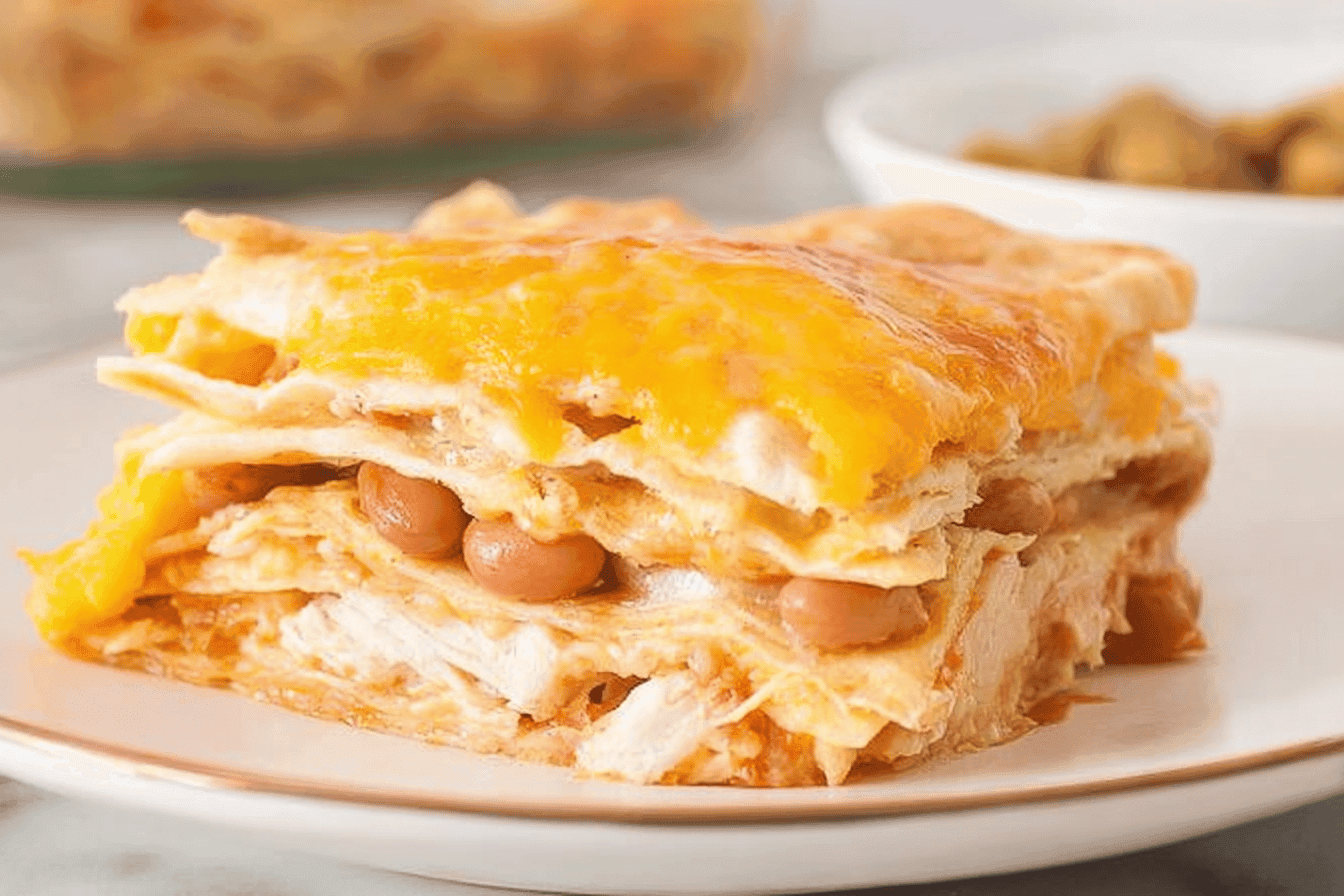 Layered Chicken Enchilada Casserole Recipe