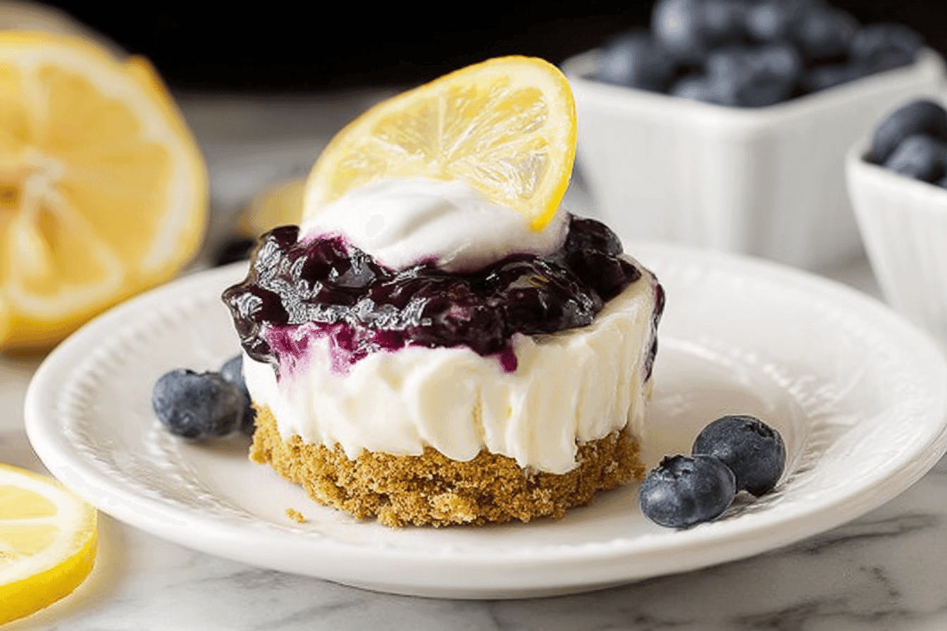 No-Bake Lemon Blueberry Mini Cheesecake Recipe