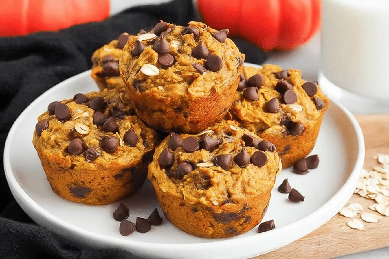 Pumpkin Oat Muffins with Chocolate Chips