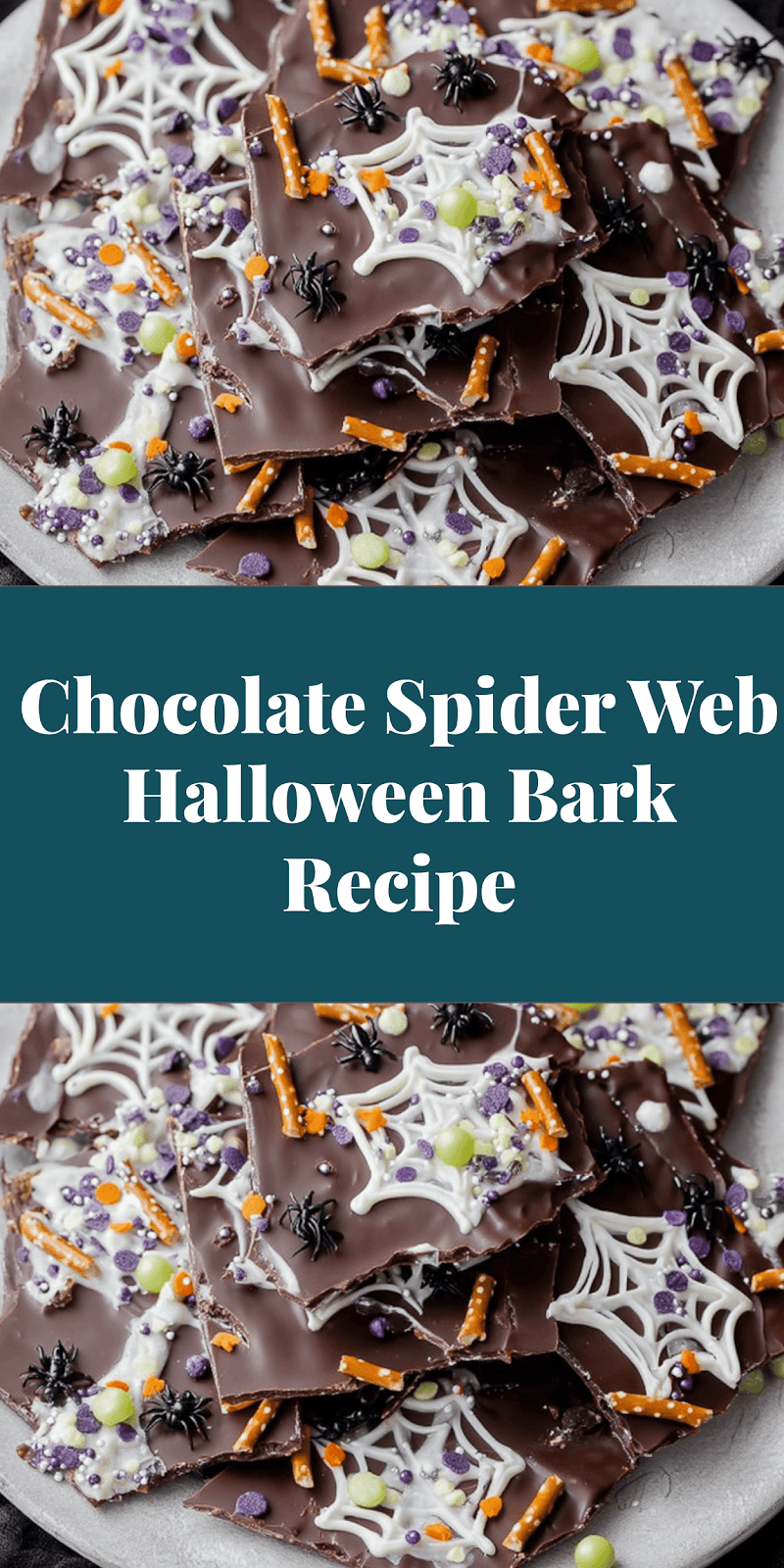 Chocolate Spider Web Halloween Bark Recipe