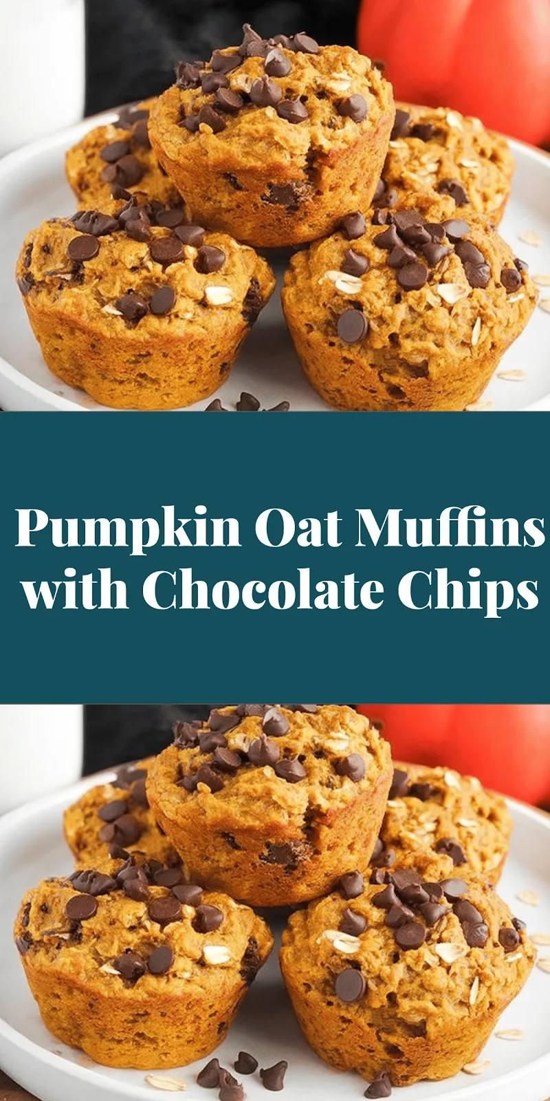 Pumpkin Oat Muffins with Chocolate Chips