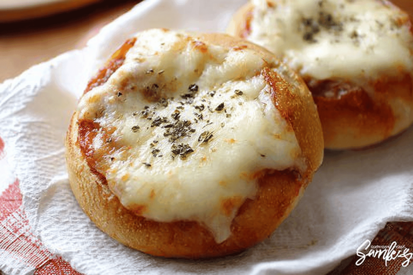 Baked Lasagna in Garlic Bread Bowls