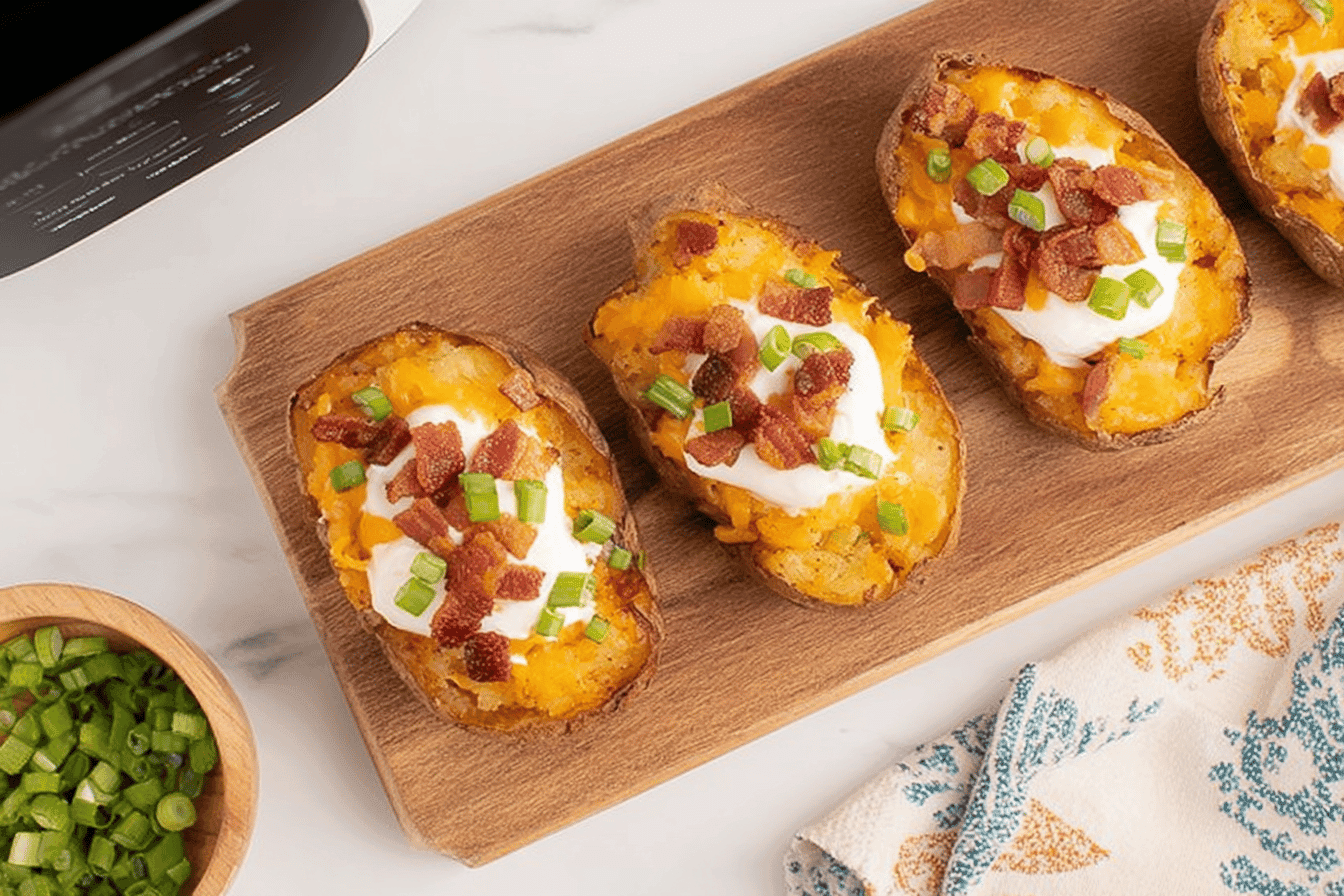 Crispy Air Fryer Twice-Baked Potatoes Recipe