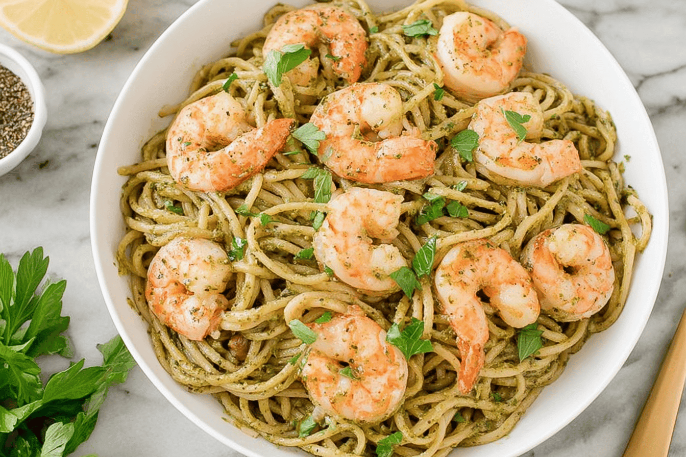 Easy Shrimp Pesto Pasta Recipe