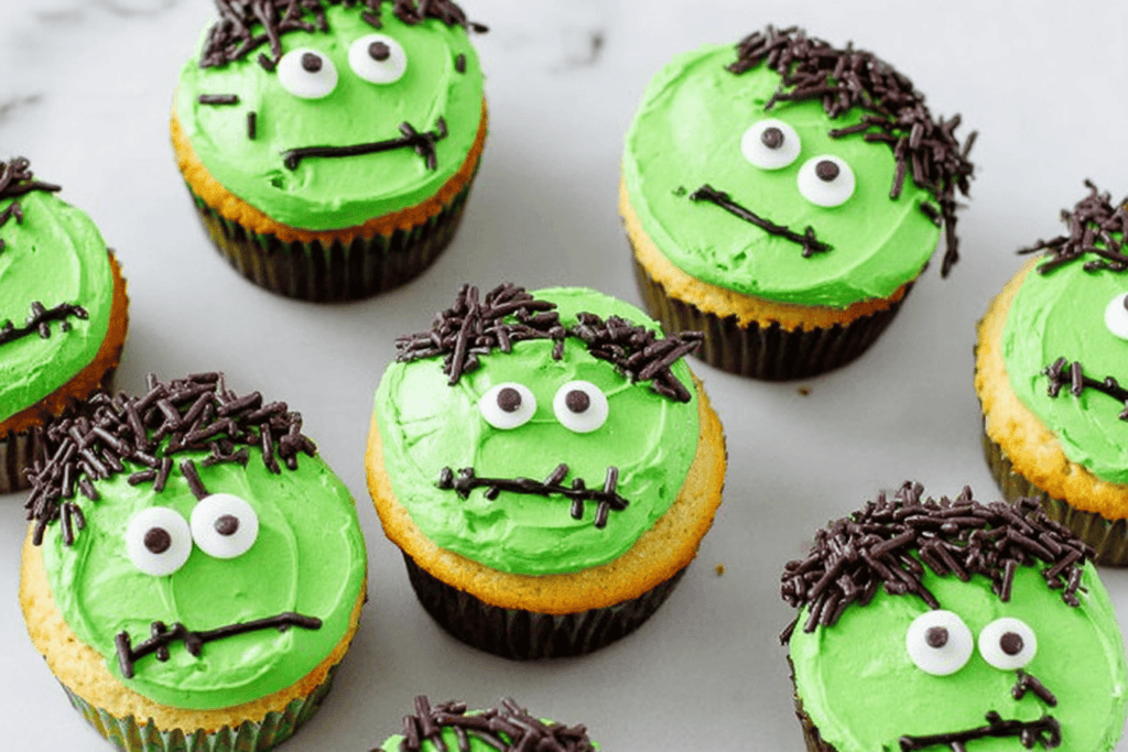 Frankenstein Cupcakes Recipe for Halloween Fun