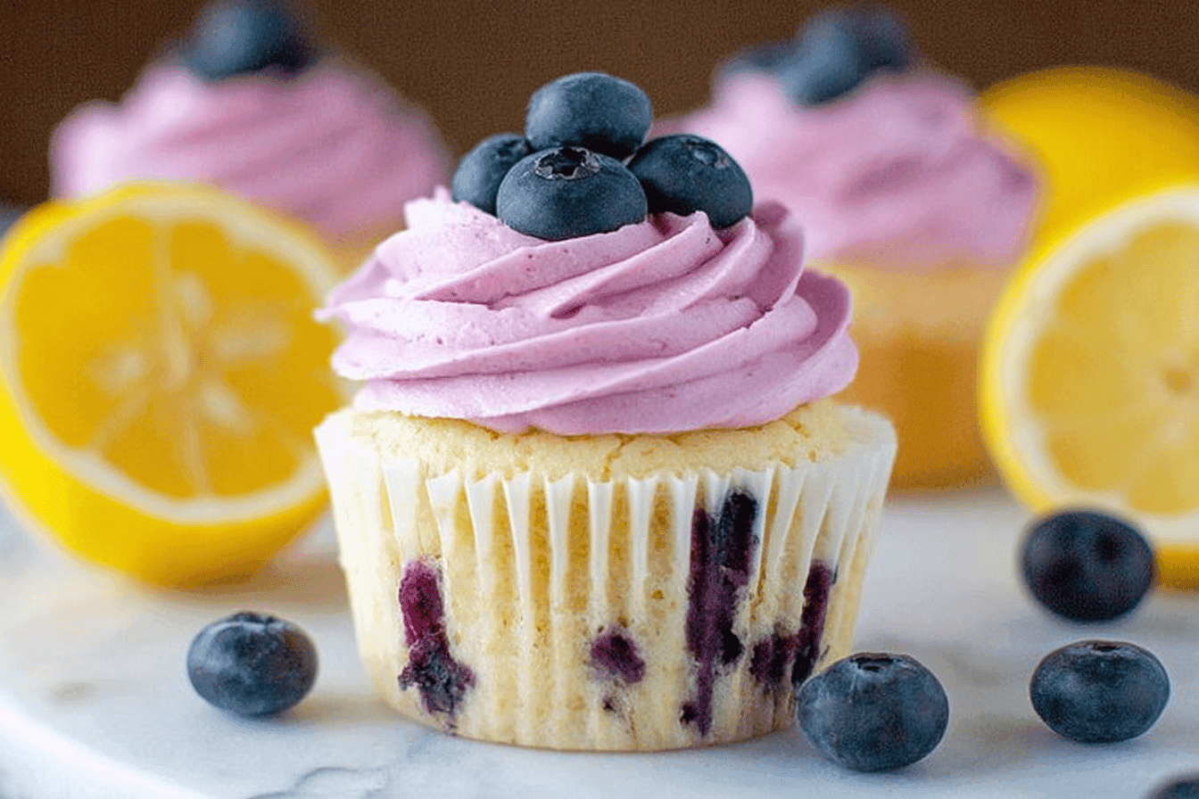 Lemon Cupcakes with Blueberry Buttercream Recipe