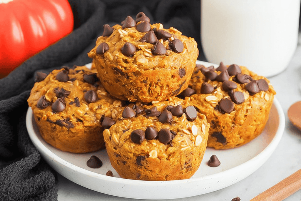 Pumpkin Oat Muffins with Chocolate Chips