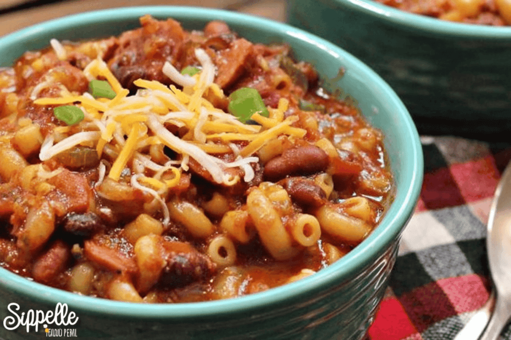 Spicy Slow Cooker Sausage Bean Pasta Soup