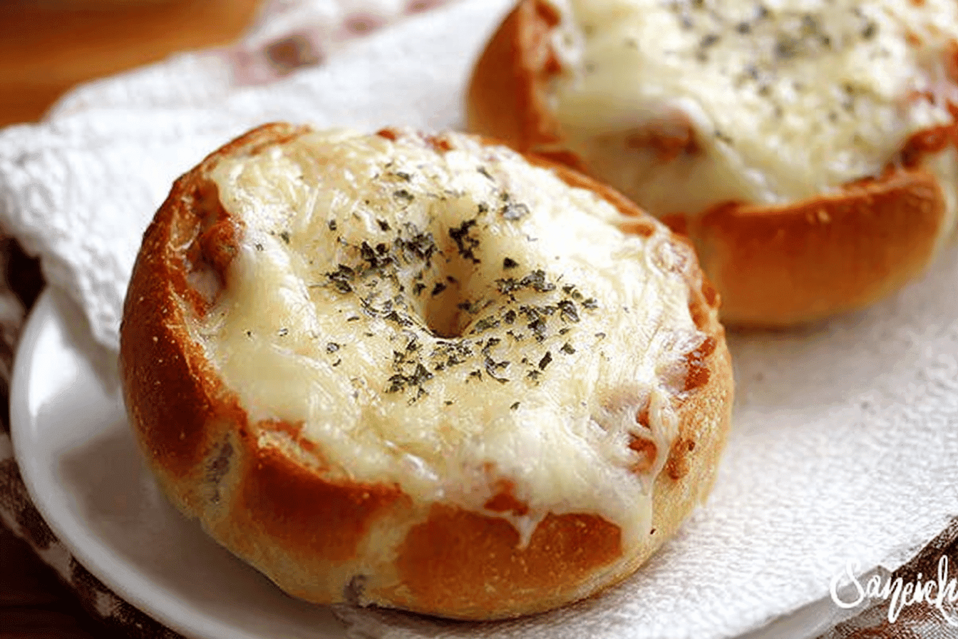 Baked Lasagna in Garlic Bread Bowls