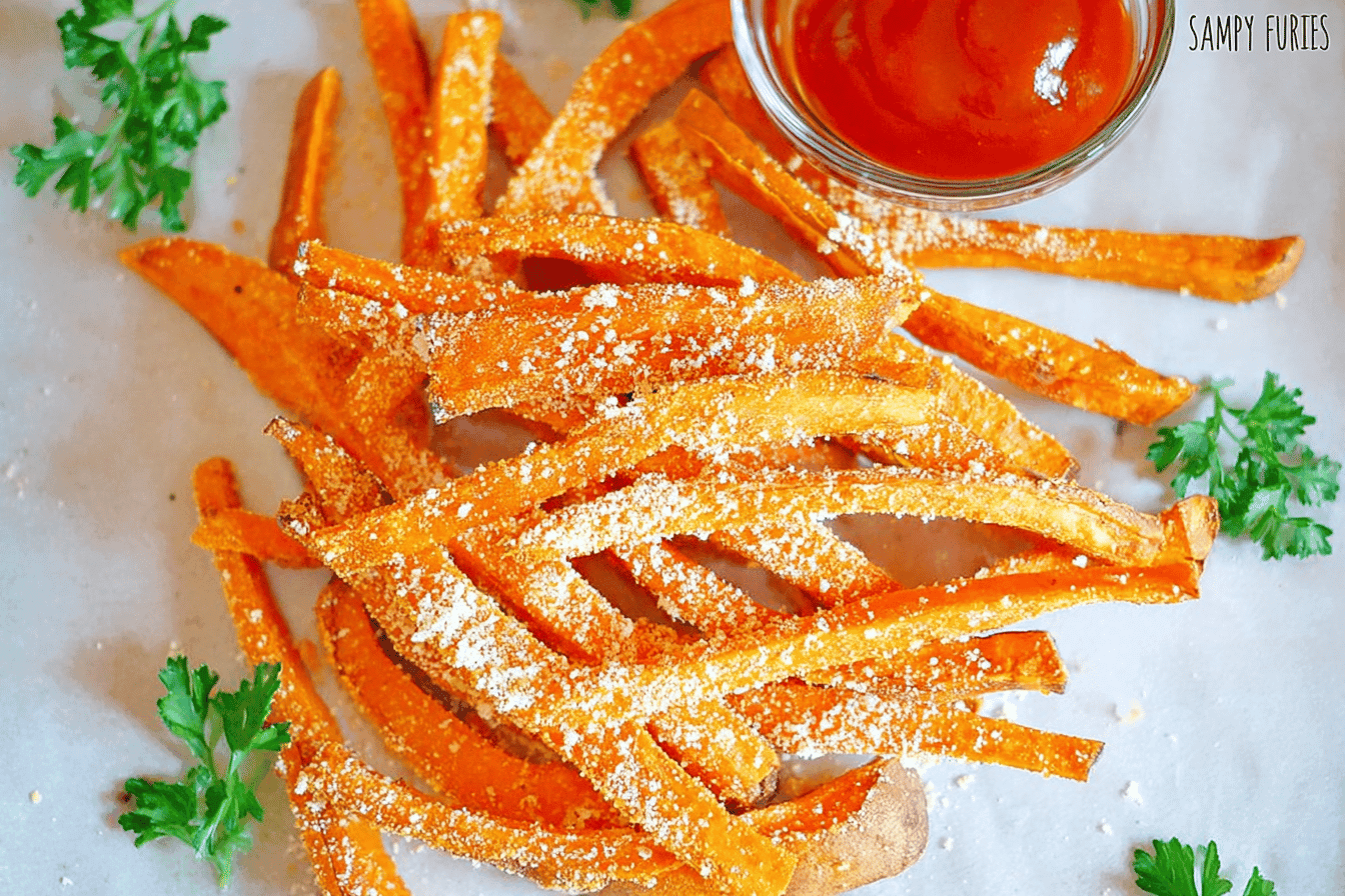 Baked Parmesan Sweet Potato Fries Recipe