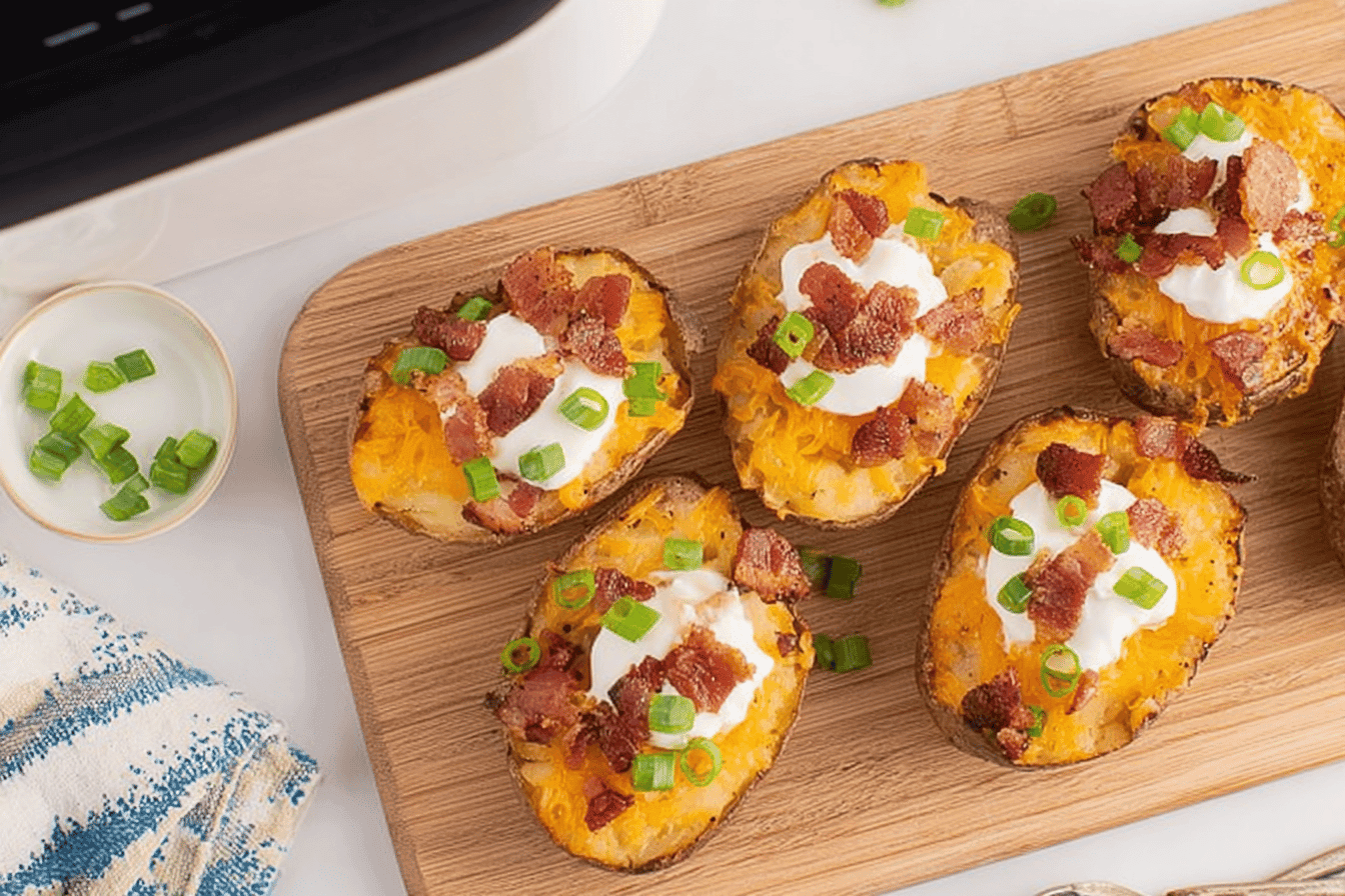 Crispy Air Fryer Twice-Baked Potatoes Recipe