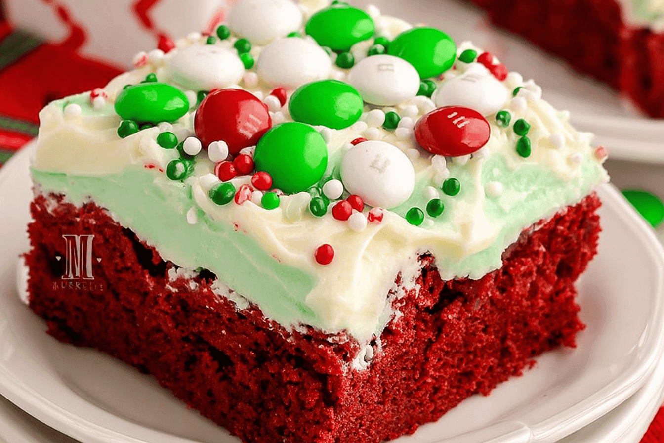 Delicious Red Velvet Christmas Poke Cake Recipe