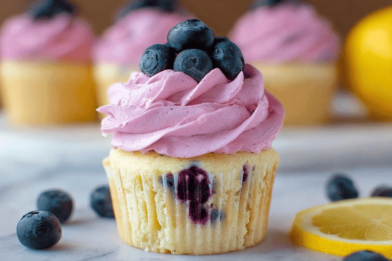 Lemon Cupcakes with Blueberry Buttercream Recipe