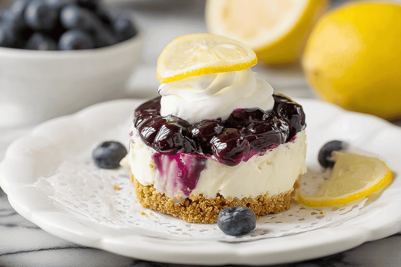 No-Bake Lemon Blueberry Mini Cheesecake Recipe