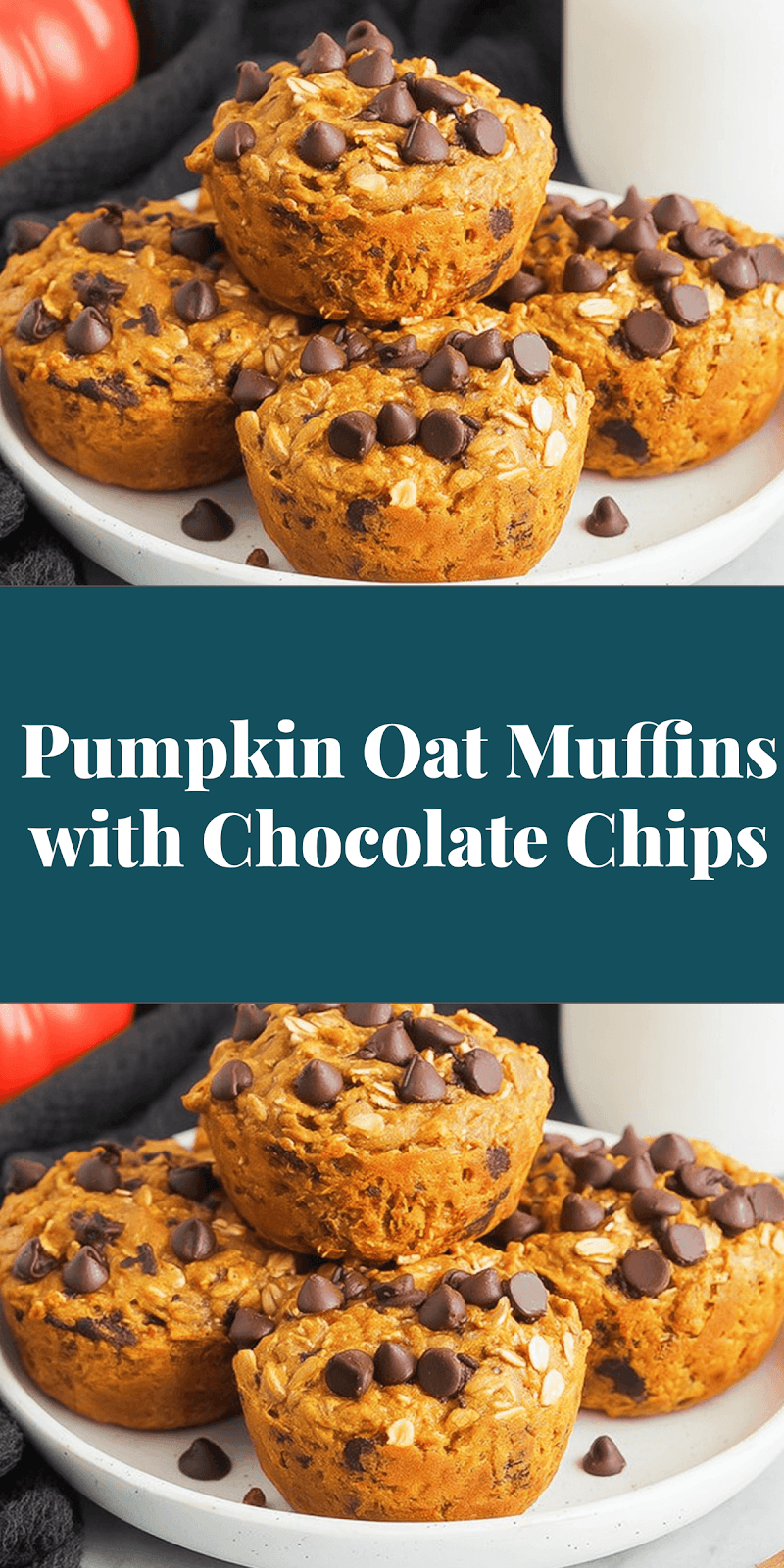 Pumpkin Oat Muffins with Chocolate Chips