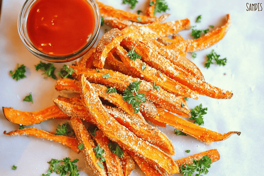 Baked Parmesan Sweet Potato Fries Recipe