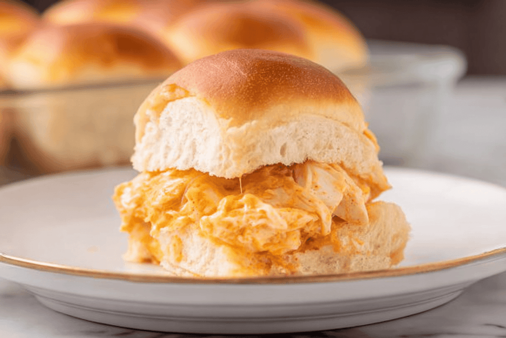 Buffalo Chicken Sliders on Hawaiian Rolls