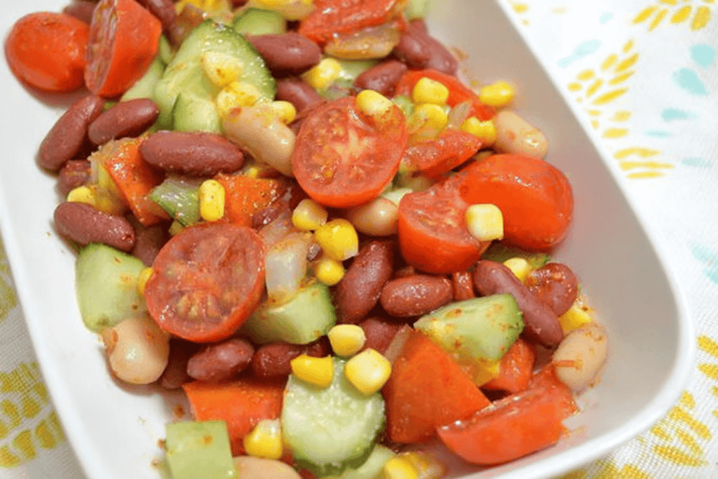 Colorful Bean Salad with Veggies and Chili Vinaigrette