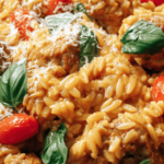 Creamy Baked Orzo with Savory Meatballs