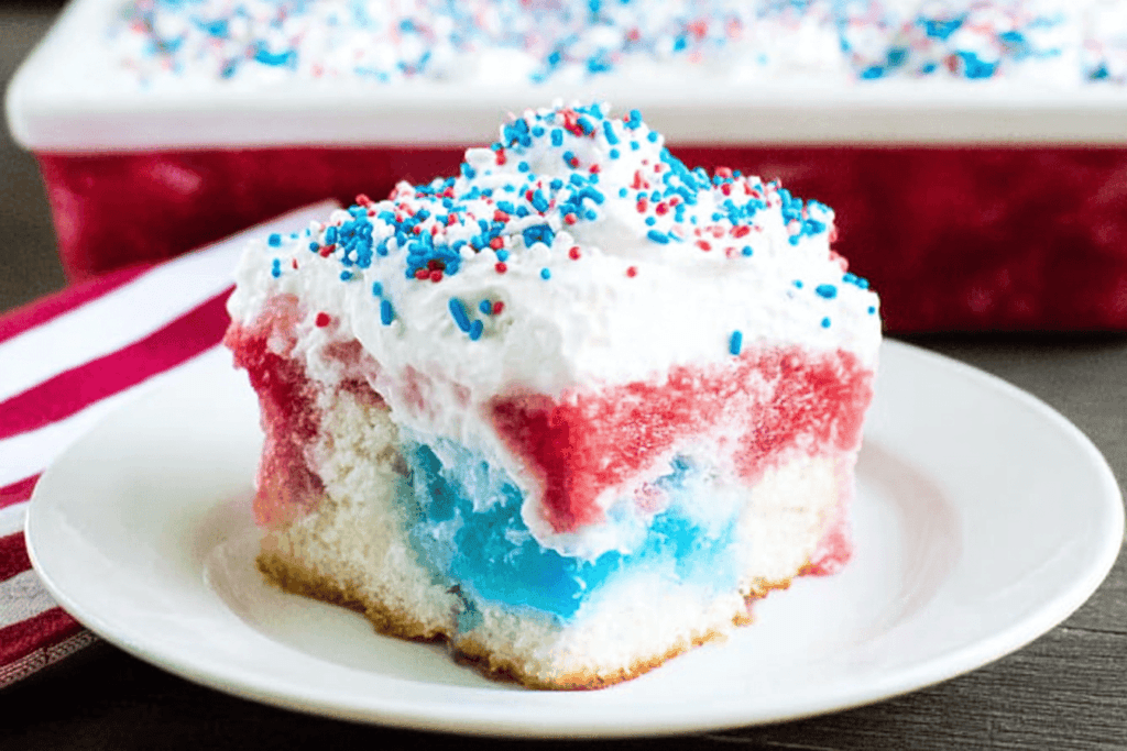 Firecracker 4th of July Poke Cake Recipe