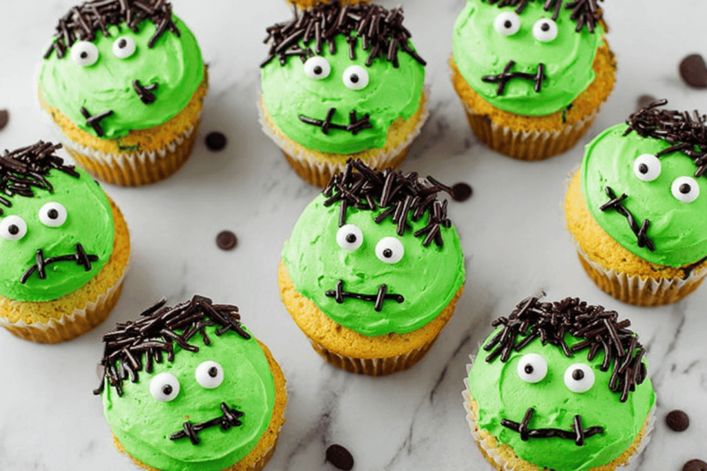 Frankenstein Cupcakes Recipe for Halloween Fun