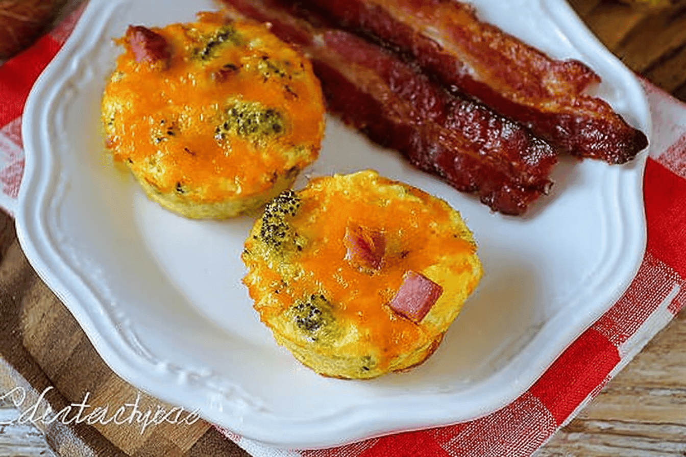 Ham and Broccoli Cheddar Breakfast Muffin Cups